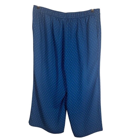 J Jill Pant Women XL Blue Polka Dot Wide Leg Retro Boho Resort Preppy Classic - Picture 5 of 12